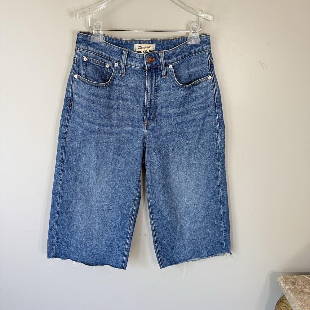 Madewell Womens High Rise Wide Leg Culottes Denim Pants Blue Raw Hem 29 New READ